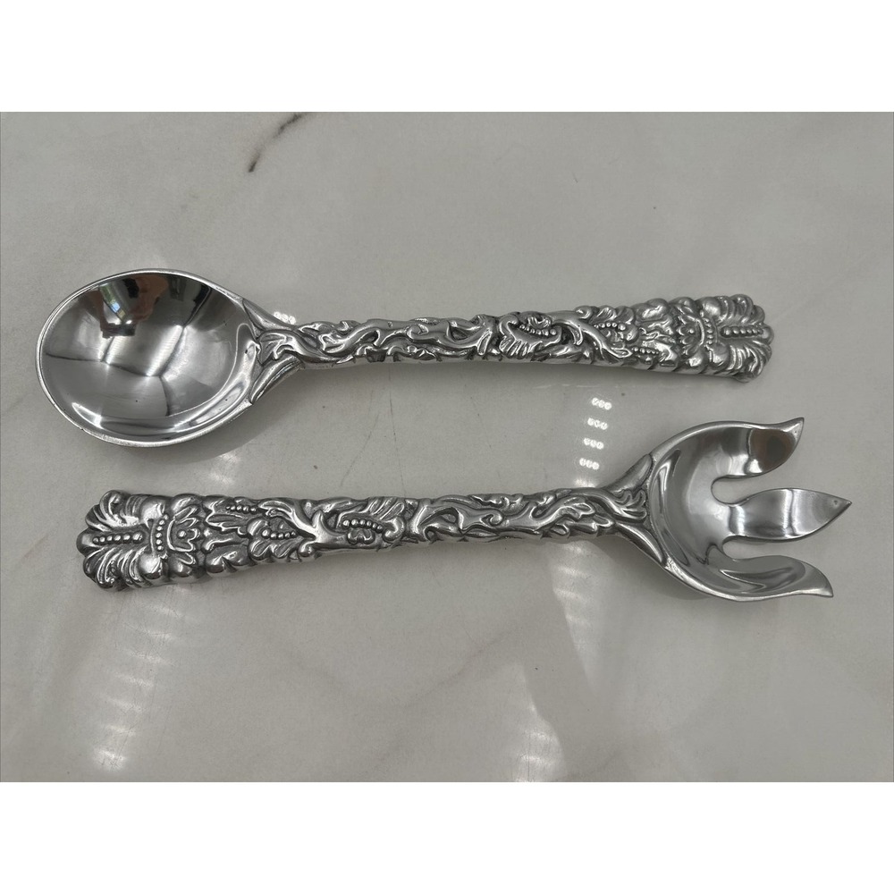 Charter Club Salad Fork & Spoon Aluminum Made in Mexico Ornate Country Chateau